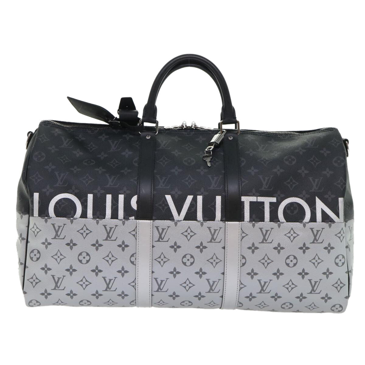 Louis Vuitton Keepall Bandouliere Bag Monogram Eclipse Split Canvas Black Canvas Bag (Pre-Owned)