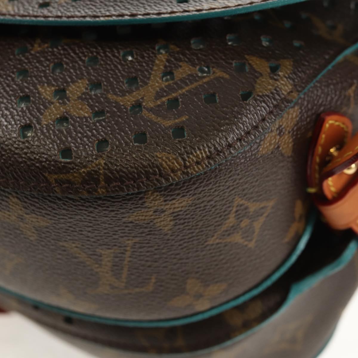 Louis Vuitton Flore Saumur Handbag Perforated Monogram Canvas Brown Canvas Shoulder Bag Bag (Pre-Owned)