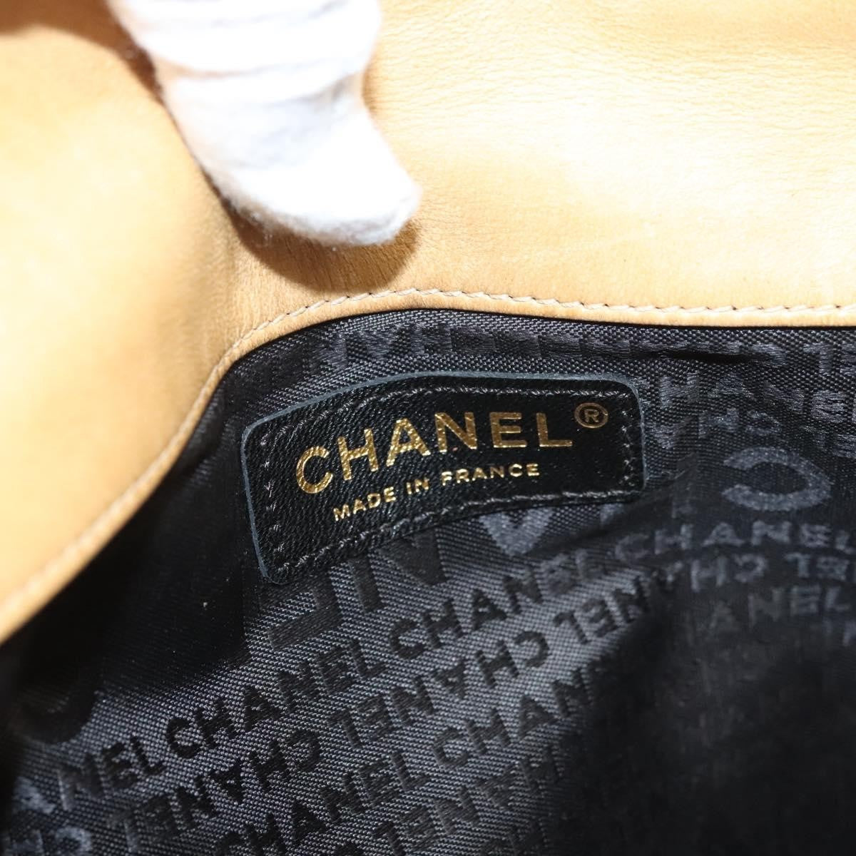 Chanel Chocolate Bar Cc Handbag Quilted Lambskin Beige Leather Handbag (Pre-Owned)
