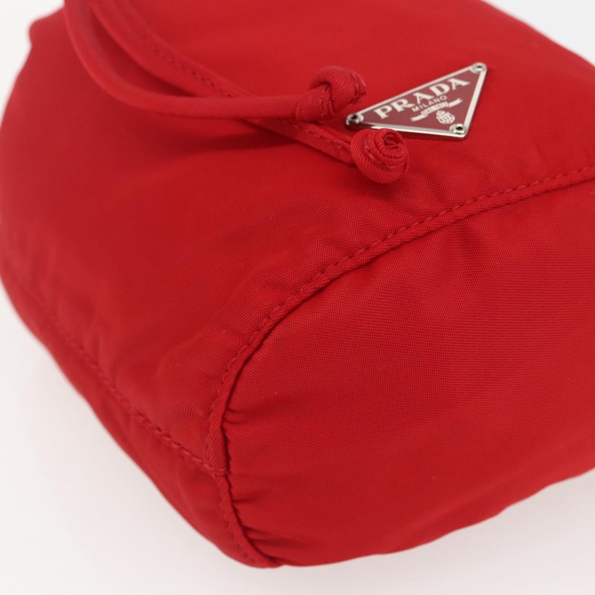Prada Drawstring Wristlet Bucket Bag Tessuto Red Nylon Clutche & Pouche Bag (Pre-Owned)
