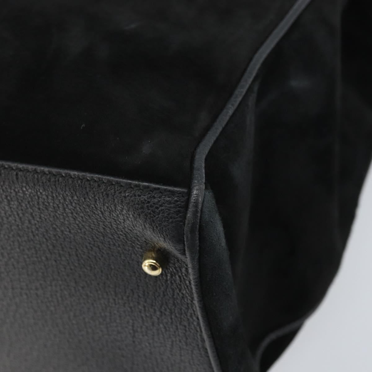 Gucci Bamboo Tote Bag Suede Black Suede Tote Bag Bag (Pre-Owned)