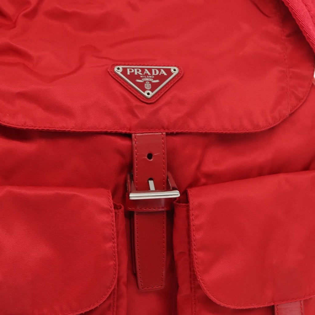 Prada Double Front Pocket Backpack Tessuto Red Nylon Backpack Bag (Pre-Owned)