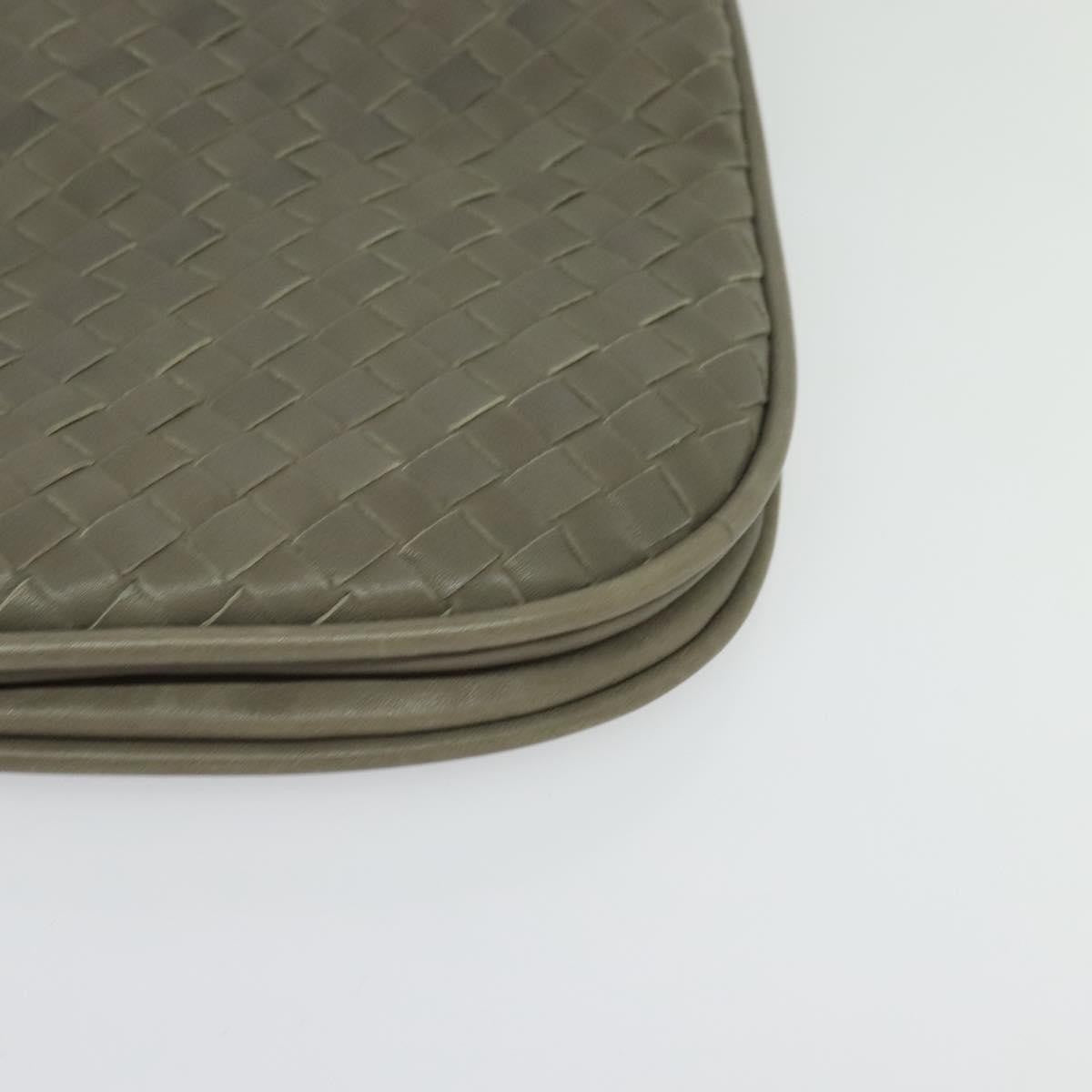 Bottega Veneta Vintage Flap Shoulder Bag Intrecciato Leather Gray Leather Shoulder Bag Bag (Pre-Owned)