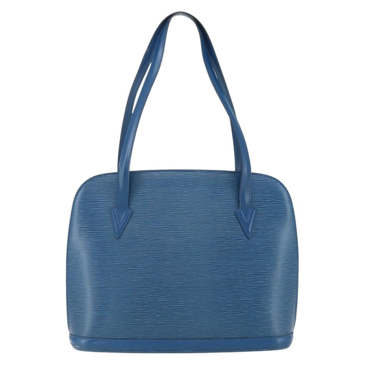 Louis Vuitton Lussac Handbag Epi Leather Blue Leather Shoulder Bag Bag (Pre-Owned)