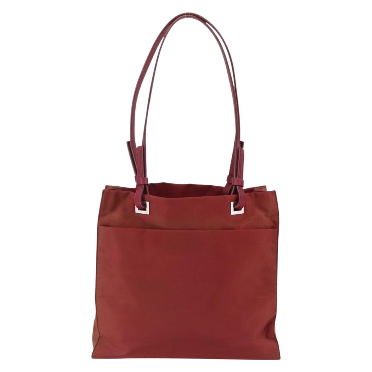 Prada Vintage Tote Tessuto Red Nylon Tote Bag Bag (Pre-Owned)