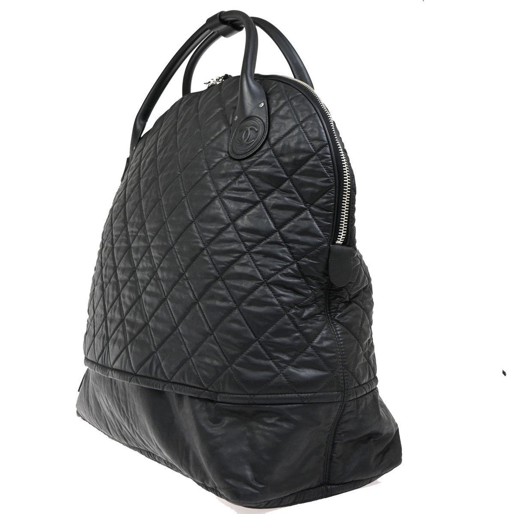 Chanel Horizontal Sport Weekender Bag Quilted Coated Canvas Black Nylon Travel Bag Bag (Pre-Owned)