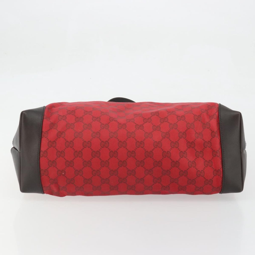 Gucci Original Zip Tote Gg Canvas With Leather Red Canvas Tote Bag Bag (Pre-Owned)