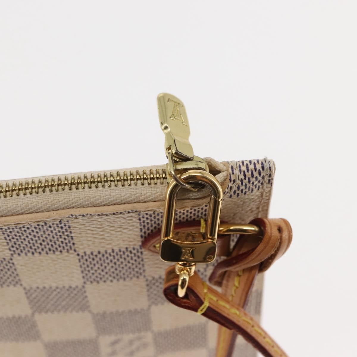 Louis Vuitton Neverfull Pochette Damier White Canvas Clutche & Pouche Bag (Pre-Owned)
