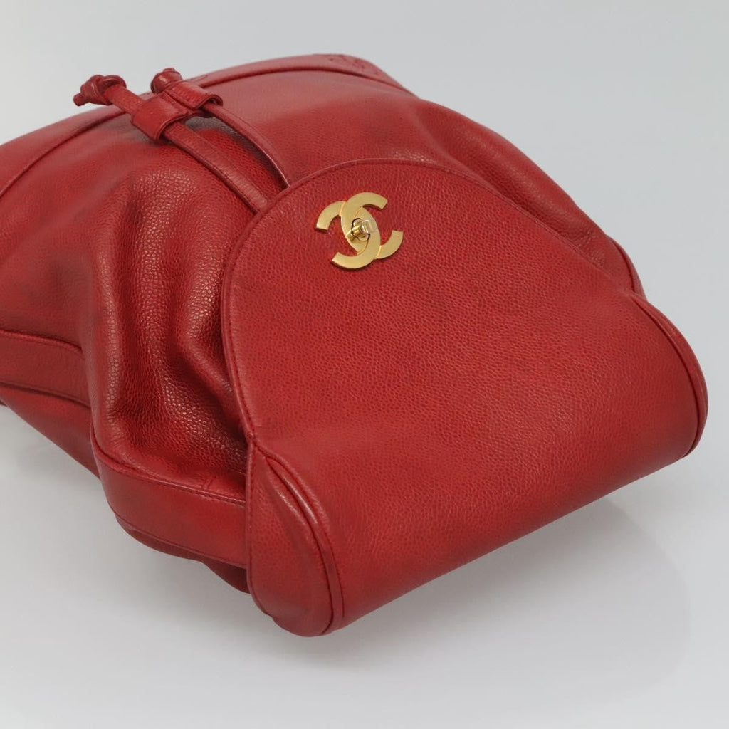 Chanel Vintage Backpack Caviar Red Leather Backpack Bag (Pre-Owned)