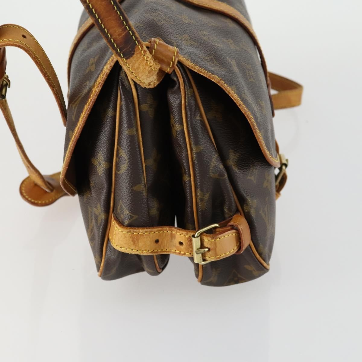Louis Vuitton Saumur Handbag Monogram Canvas Brown Canvas Shoulder Bag Bag (Pre-Owned)