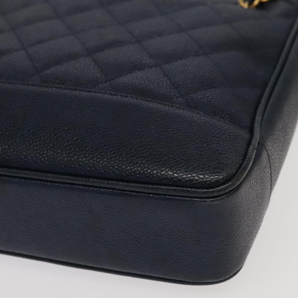 Chanel Vintage Shoulder Bag Leather Navy Leather Shoulder Bag Bag (Pre-Owned)