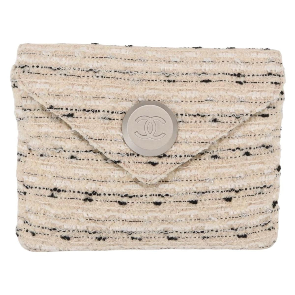 Chanel Vintage Envelope Chain Clutch Tweed White Tweed Clutche & Pouche Bag (Pre-Owned)
