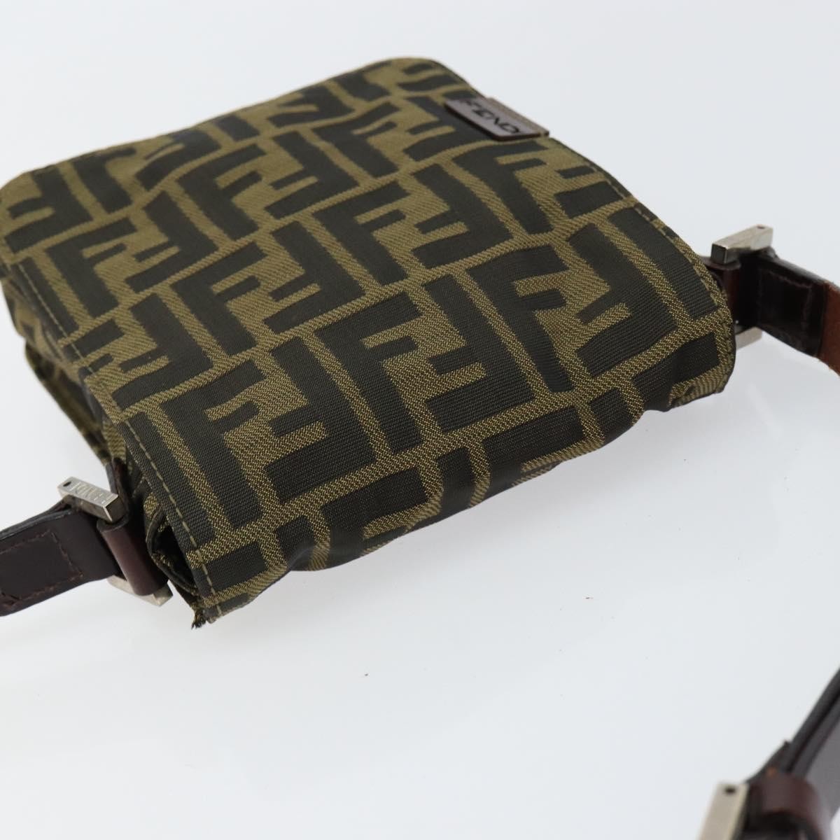Fendi Flat Messenger Bag Zucca Canvas Brown Canvas Shoulder Bag Bag (Pre-Owned)