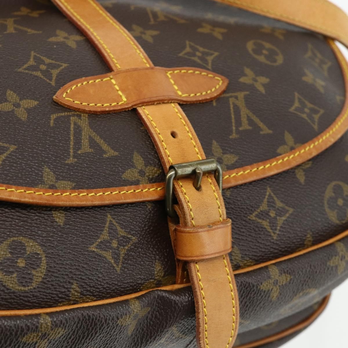 Louis Vuitton Saumur Handbag Monogram Canvas Brown Canvas Shoulder Bag Bag (Pre-Owned)