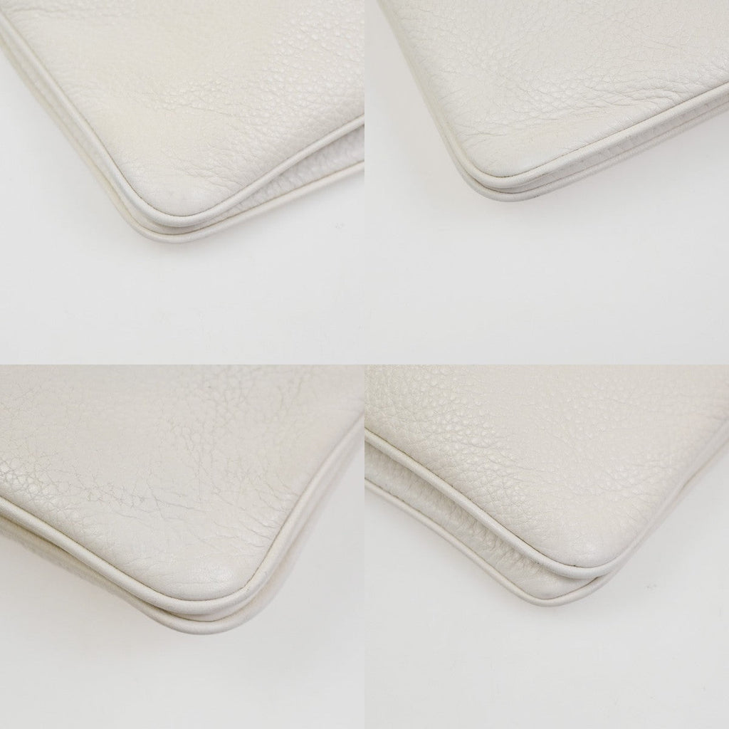 Prada Double Zip Crossbody Bag Vitello Daino White Leather Shoulder Bag Bag (Pre-Owned)
