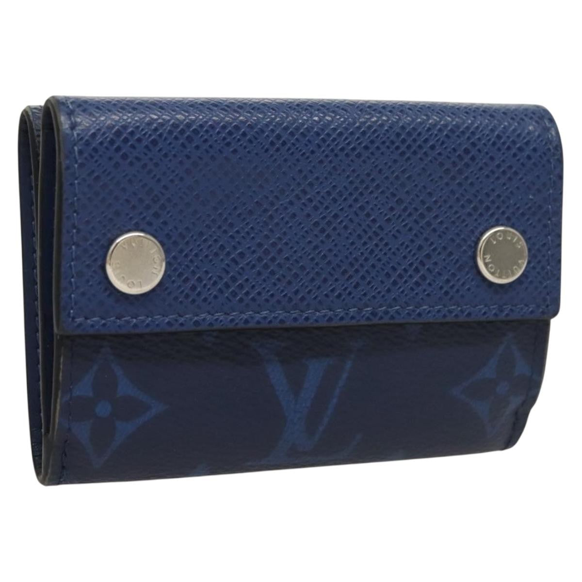 Louis Vuitton Discovery Wallet Monogram Taigarama Blue Leather Wallets Accessory (Pre-Owned)
