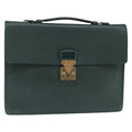 Louis Vuitton Serviette Kourad Briefcase Taiga Leather Green Leather Briefcase Bag (Pre-Owned)