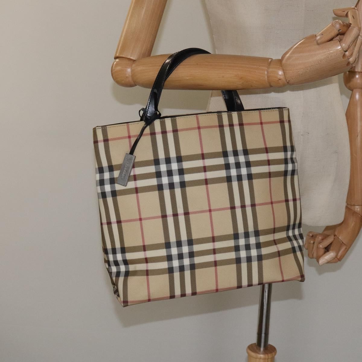 Burberry Nova Check Handbag Nova Check Canvas Beige Canvas Handbag (Pre-Owned)