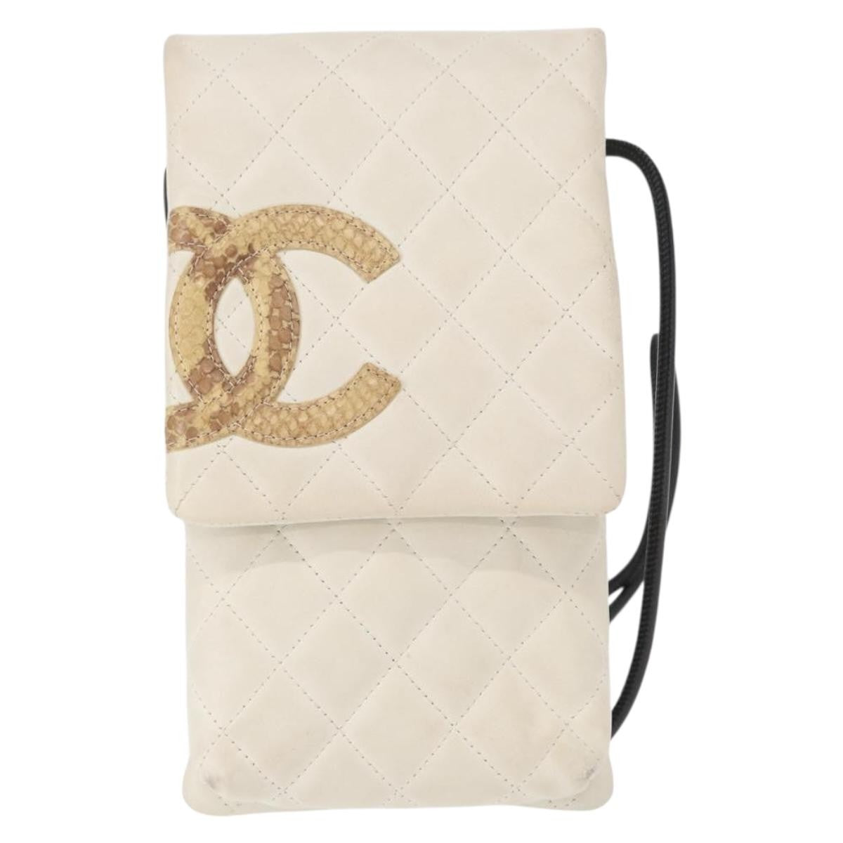 Chanel Cambon Flap Crossbody Bag Quilted Lambskin White Leather Shoulder Bag Bag (Pre-Owned)