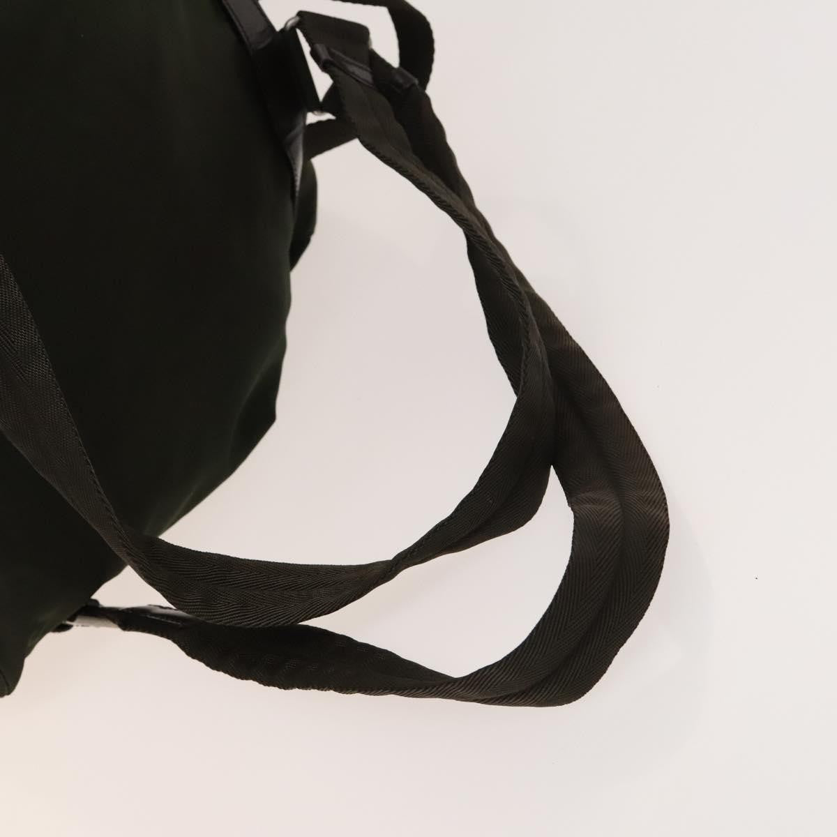 Prada Vela Double Front Pocket Backpack Tessuto With Saffiano Leather Khaki Nylon Backpack Bag (Pre-Owned)