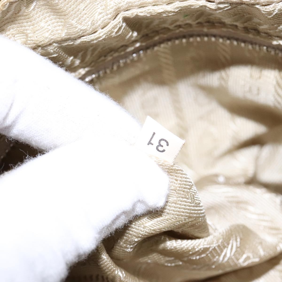 Prada Bauletto Bag Canvas With Leather Beige Canvas Bag (Pre-Owned)
