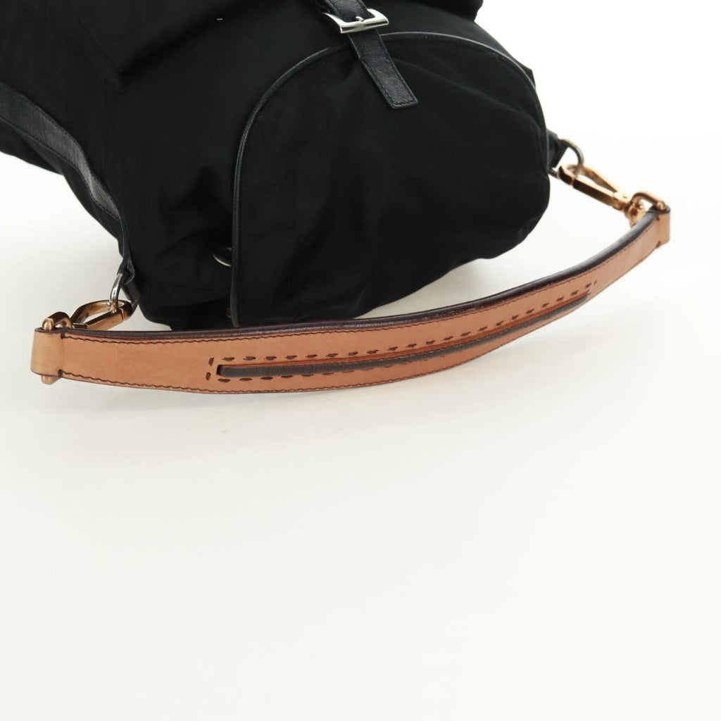 Prada Double Pocket Drawstring Shoulder Bag Tessuto Black Nylon Shoulder Bag Bag (Pre-Owned)
