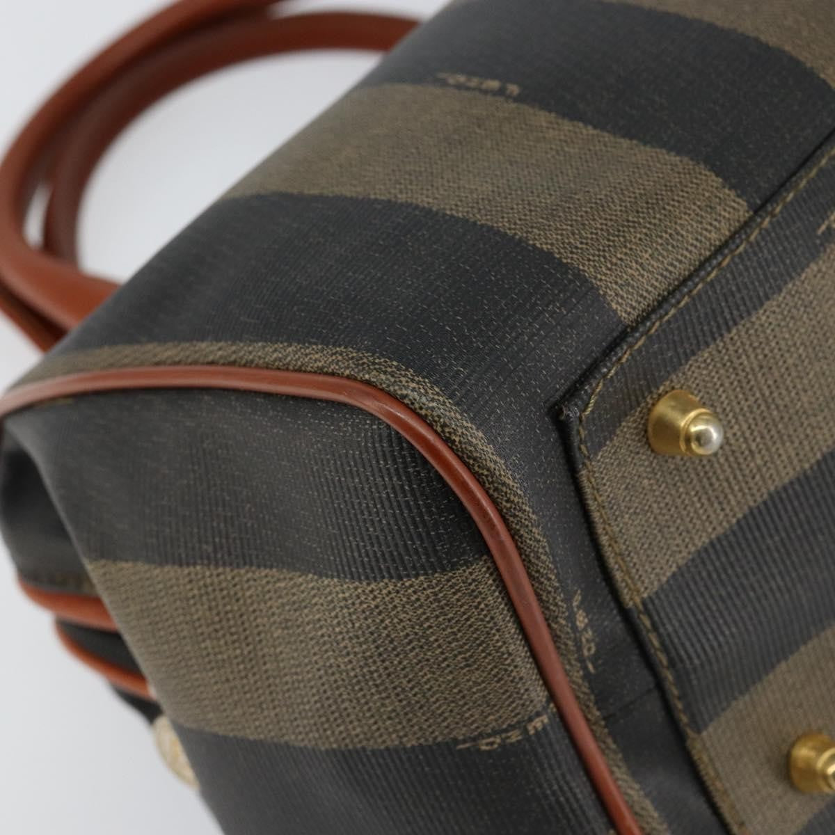 Fendi Vintage Pequin Convertible Boston Bag Coated Canvas Black Canvas Handbag (Pre-Owned)