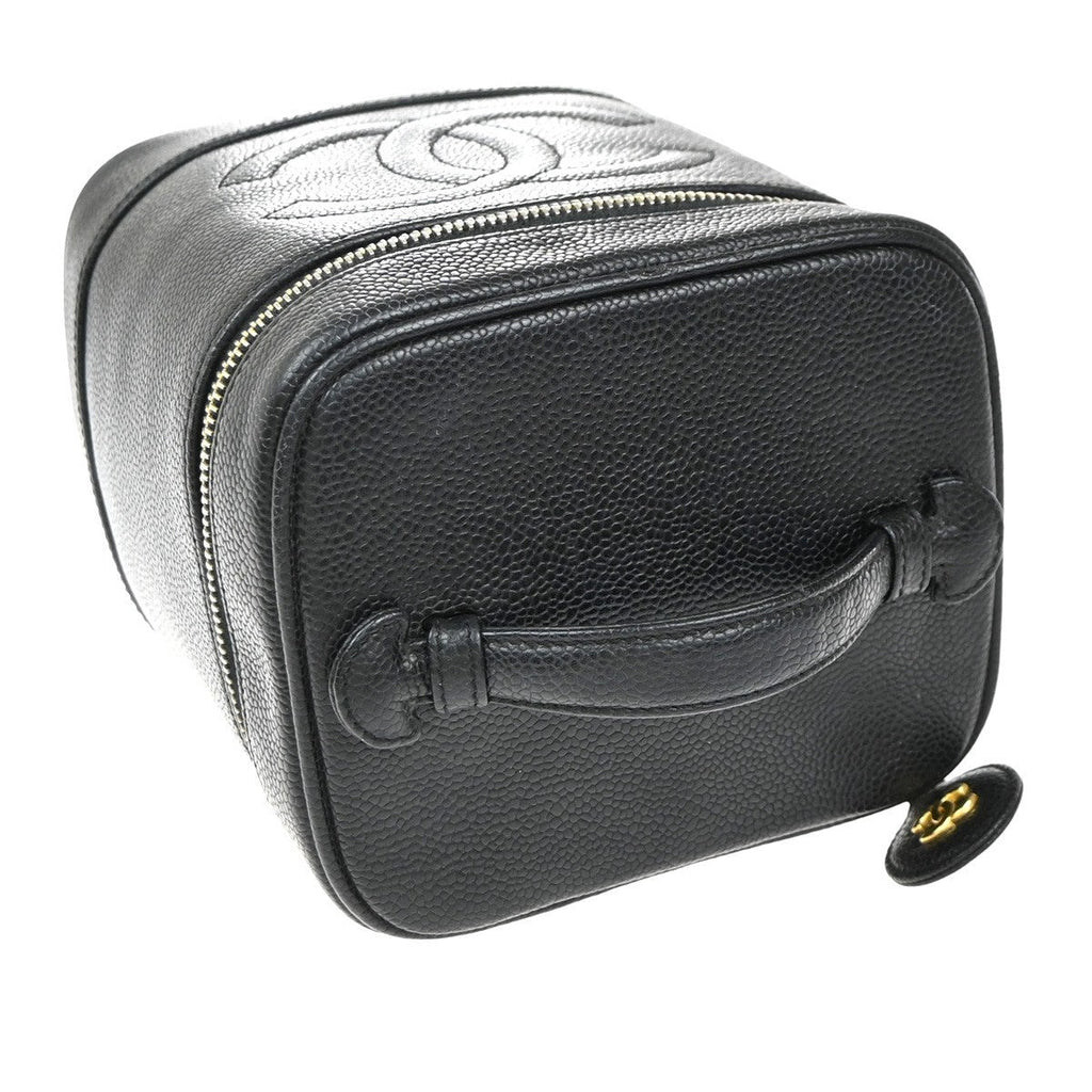 Chanel Vintage Timeless Cosmetic Case Caviar Black Leather Clutche & Pouche Bag (Pre-Owned)