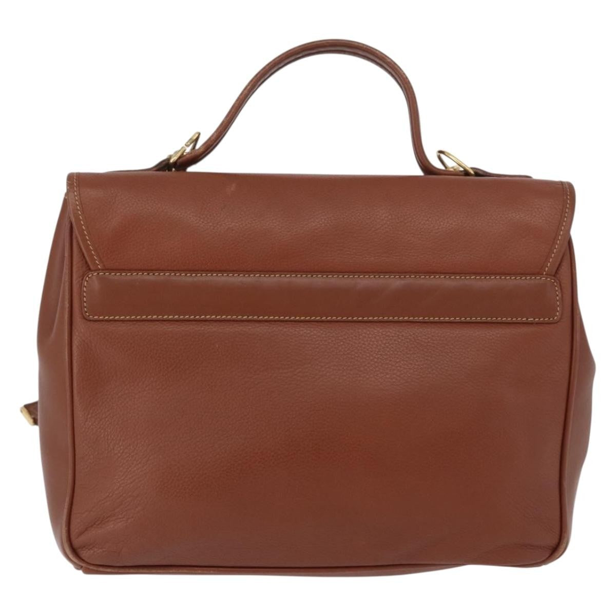 Gucci Vintage Handbag Leather Brown Leather Handbag (Pre-Owned)