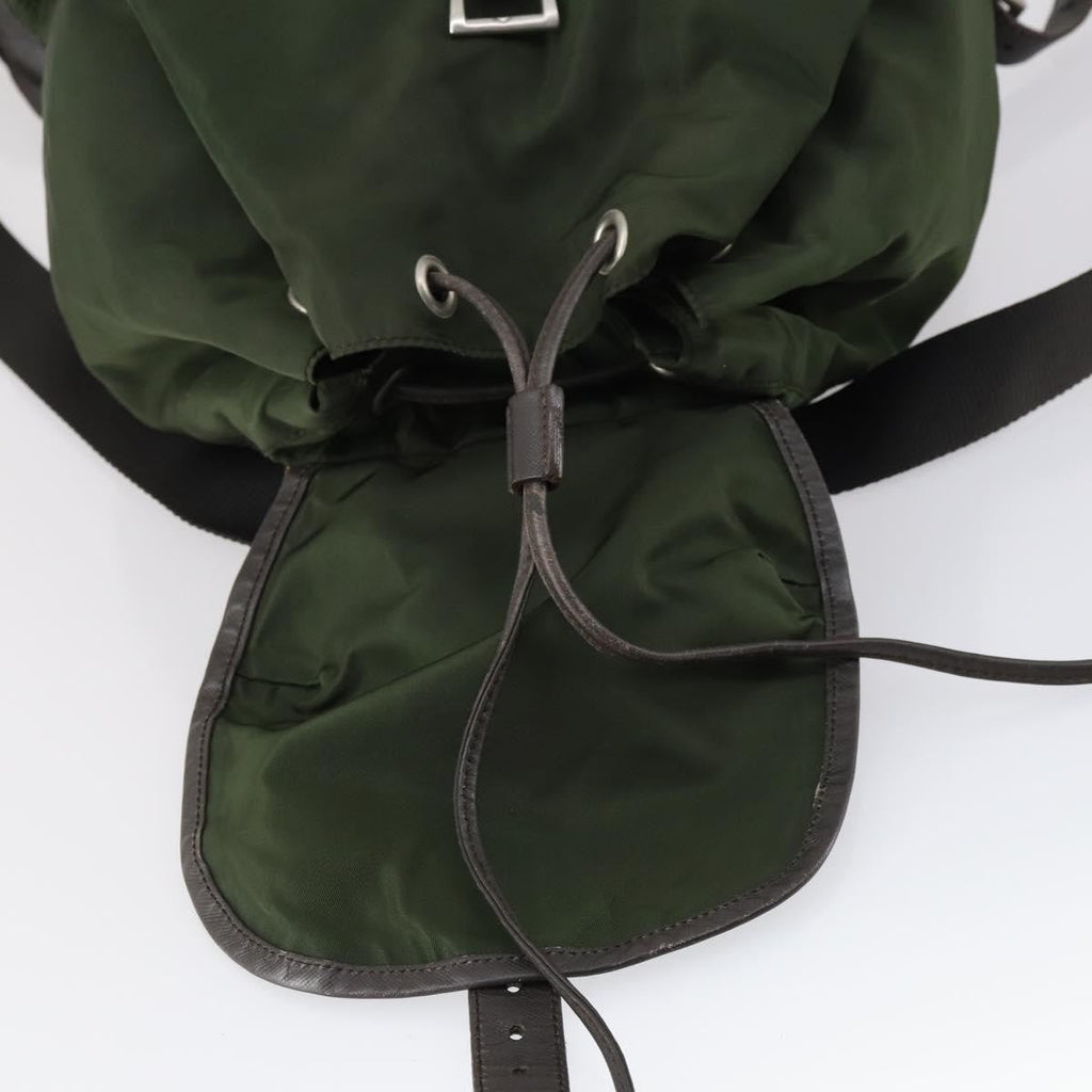 Prada Double Front Pocket Backpack Tessuto Khaki Nylon Backpack Bag (Pre-Owned)