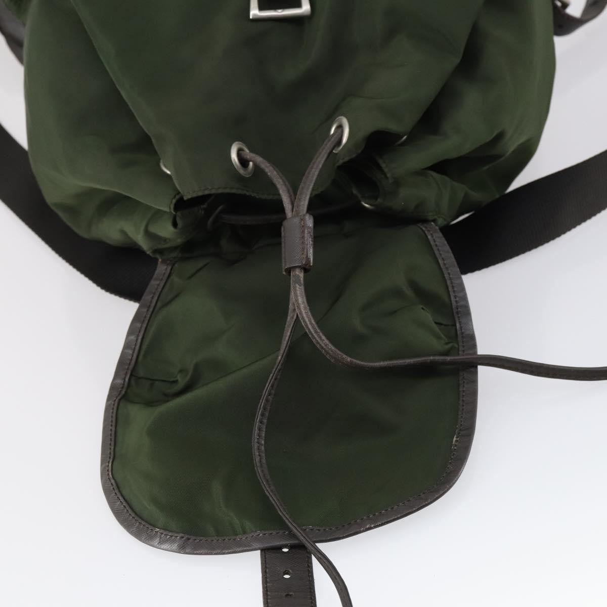 Prada Double Front Pocket Backpack Tessuto Khaki Nylon Backpack Bag (Pre-Owned)
