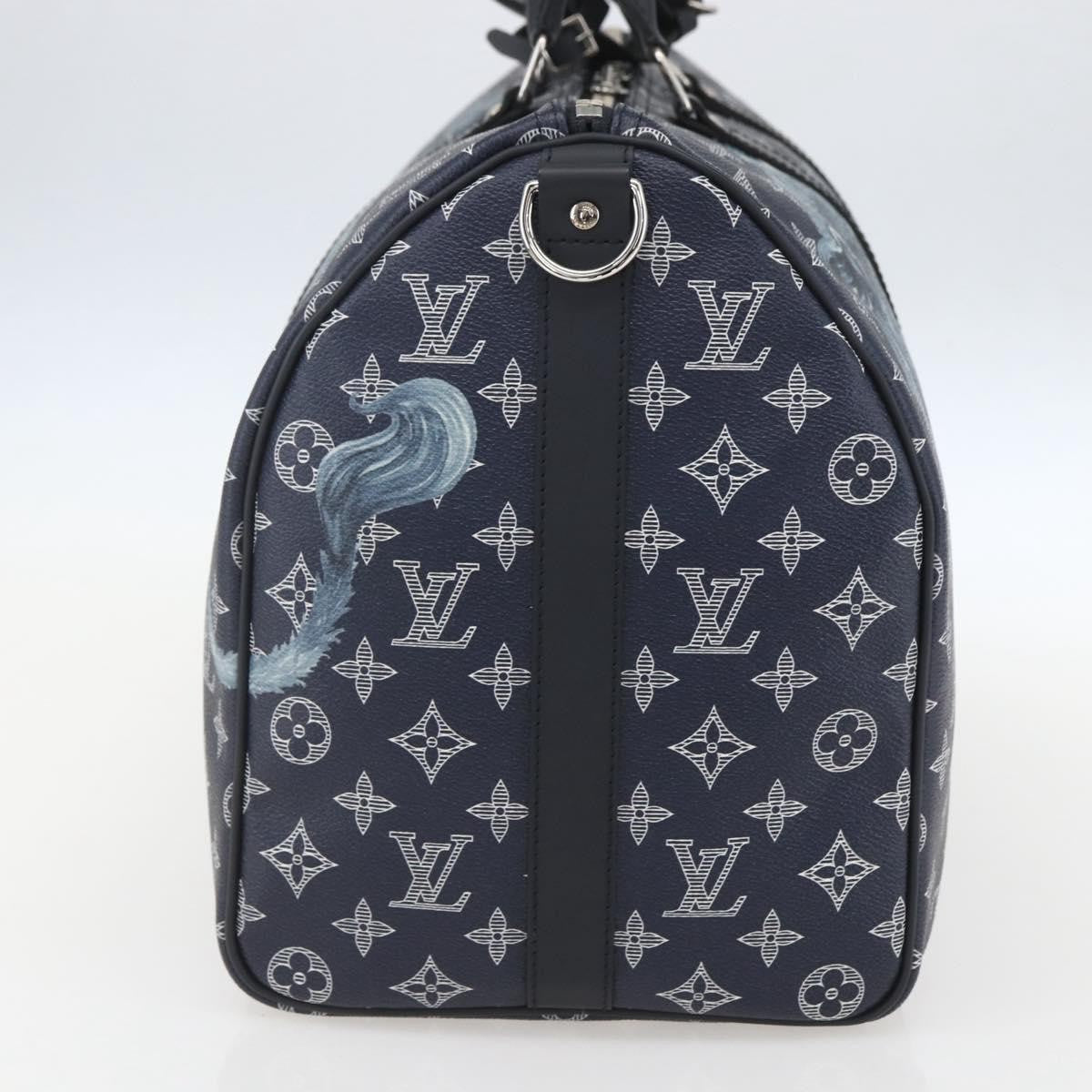 Louis Vuitton Keepall Bandouliere Bag Limited Edition Chapman Savane Monogram Canvas Navy Canvas Travel Bag Bag (Pre-Owned)