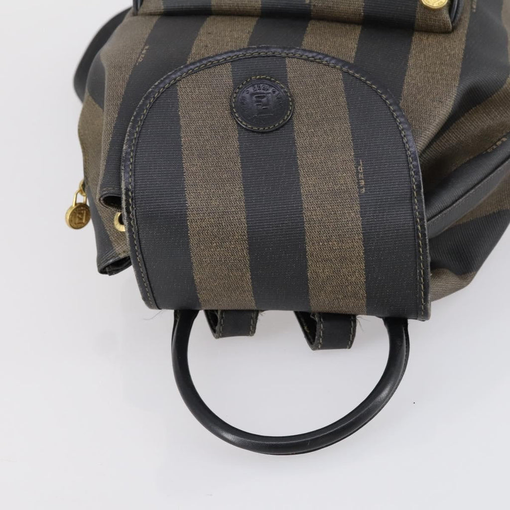 Fendi Pequin Front Pocket Backpack Coated Canvas Brown Pvc Backpack Bag (Pre-Owned)