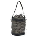 Fendi Ff Logo Mon Tresor Bucket Bag Printed Shearling With Leather Navy Canvas Shoulder Bag Bag (Pre-Owned)