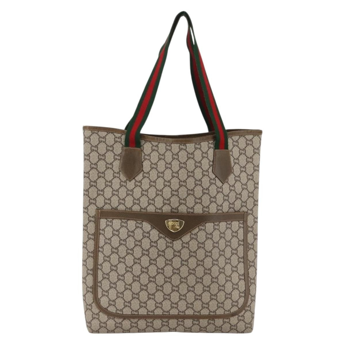 Gucci Ophidia Front Pocket Shopper Tote Gg Coated Canvas Beige Canvas Tote Bag Bag (Pre-Owned)