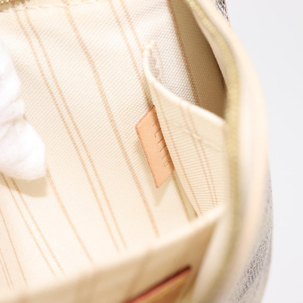Louis Vuitton Neverfull Pochette Damier White Canvas Clutche & Pouche Bag (Pre-Owned)