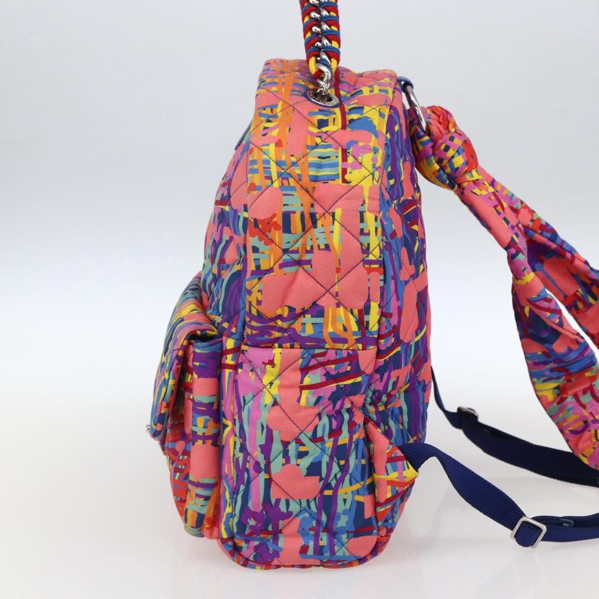 Chanel Cc Pocket Backpack Quilted Printed Foulard Multicolour Nylon Backpack Bag (Pre-Owned)