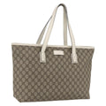 Gucci Plus Tote Gg Coated Canvas With Leather Beige Canvas Tote Bag Bag (Pre-Owned)