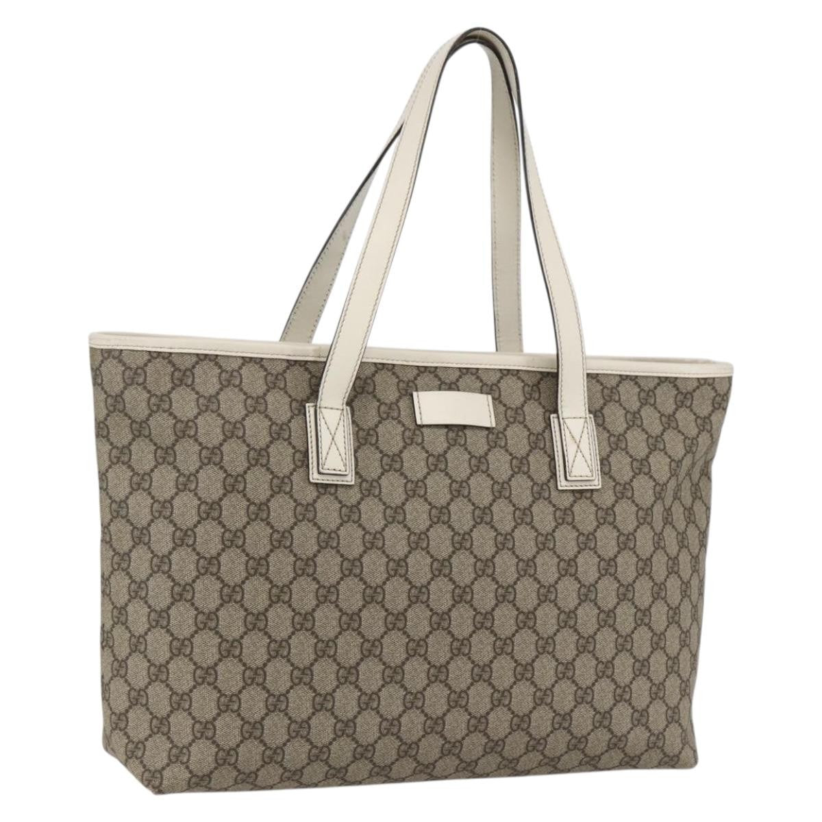 Gucci Plus Tote Gg Coated Canvas With Leather Beige Canvas Tote Bag Bag (Pre-Owned)