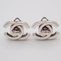 Chanel Cc Turnlock Clip-On Earrings Metal Silver Silver_Plated Earrings Jewelry (Pre-Owned)