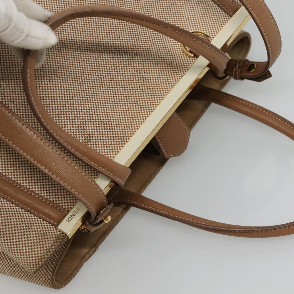 Fendi 2Jours Bag Canvas Beige Canvas Tote Bag Bag (Pre-Owned)