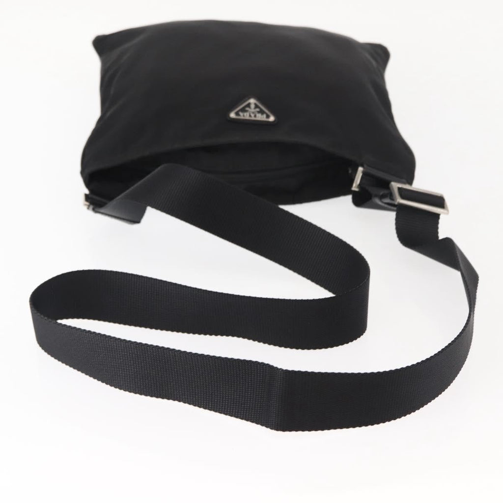 Prada Flat Messenger Bag Tessuto Black Nylon Shoulder Bag Bag (Pre-Owned)