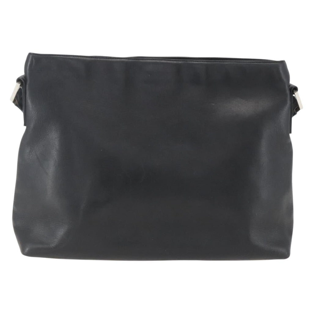Chanel Vintage Shoulder Bag Leather Black Leather Shoulder Bag Bag (Pre-Owned)