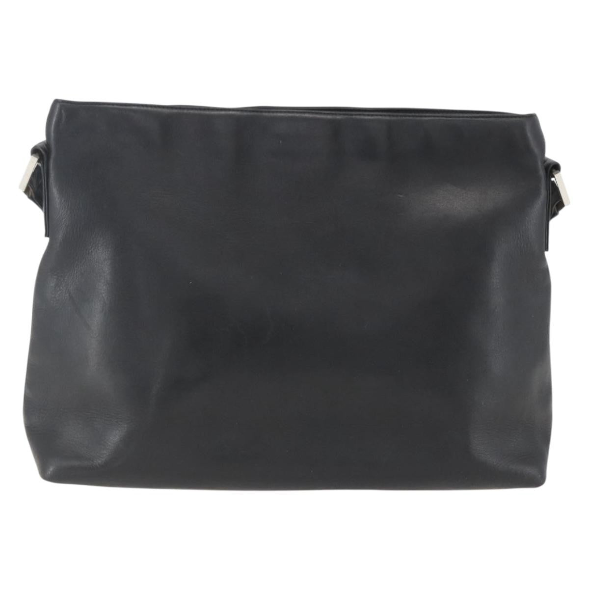 Chanel Vintage Shoulder Bag Leather Black Leather Shoulder Bag Bag (Pre-Owned)