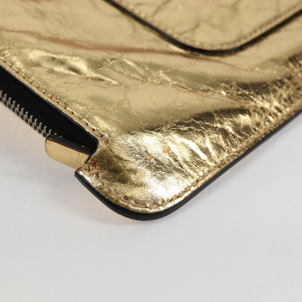 Chanel Feminine Pouch Crinkled Leather Gold Leather Clutche & Pouche Bag (Pre-Owned)