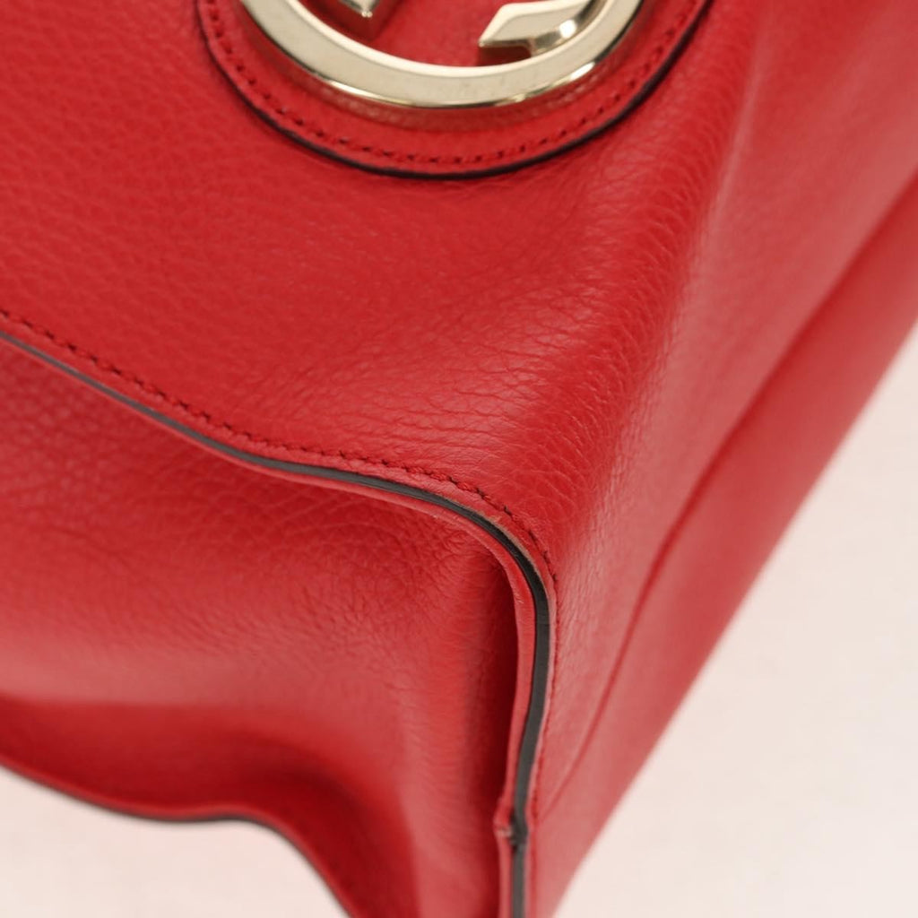 Gucci Grand Prix Interlocking Gg Tote Grainy Leather Red Leather Tote Bag Bag (Pre-Owned)