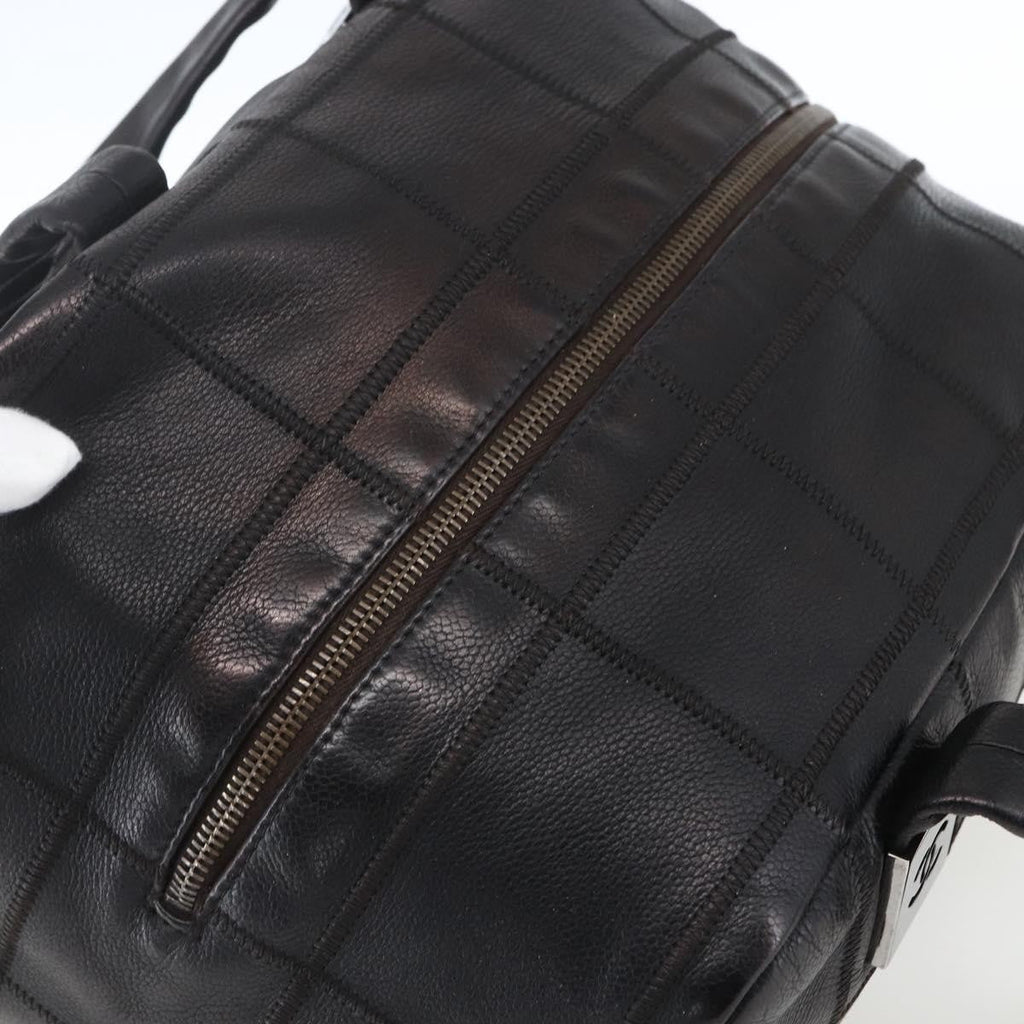 Chanel Chocolate Bar Cc Bowler Bag Caviar Skin Black Leather Handbag (Pre-Owned)