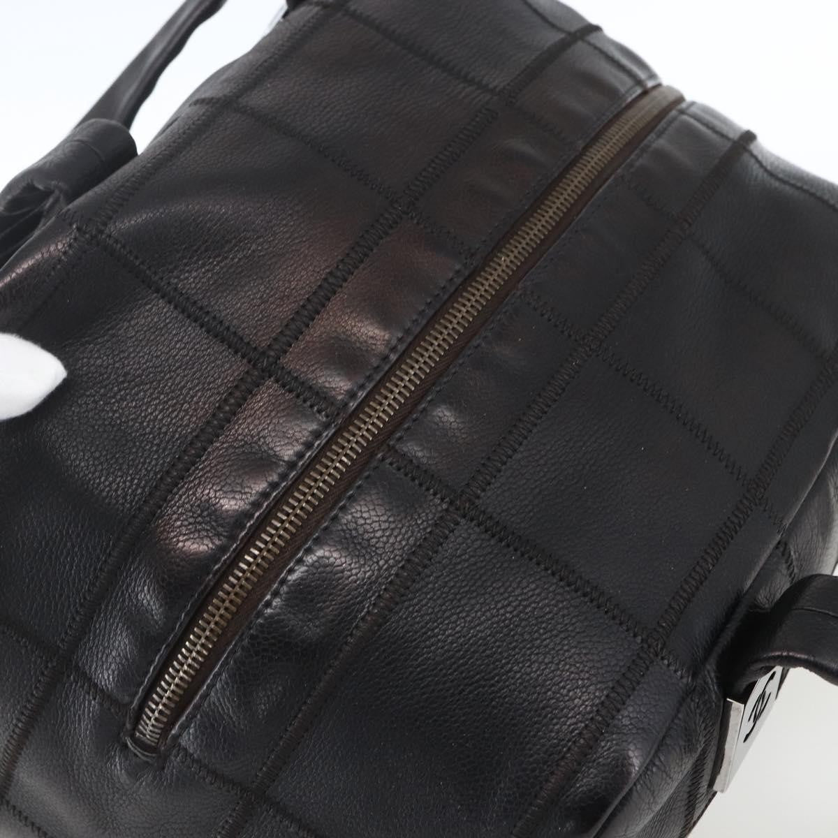 Chanel Chocolate Bar Cc Bowler Bag Caviar Skin Black Leather Handbag (Pre-Owned)