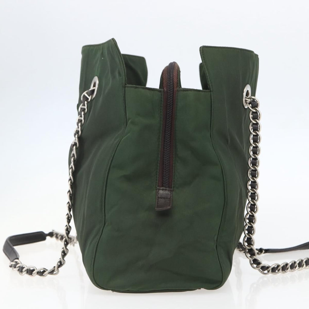 Prada Re-Edition 1995 Chain Tote Quilted Re-Nylon Khaki Nylon Shoulder Bag Bag (Pre-Owned)