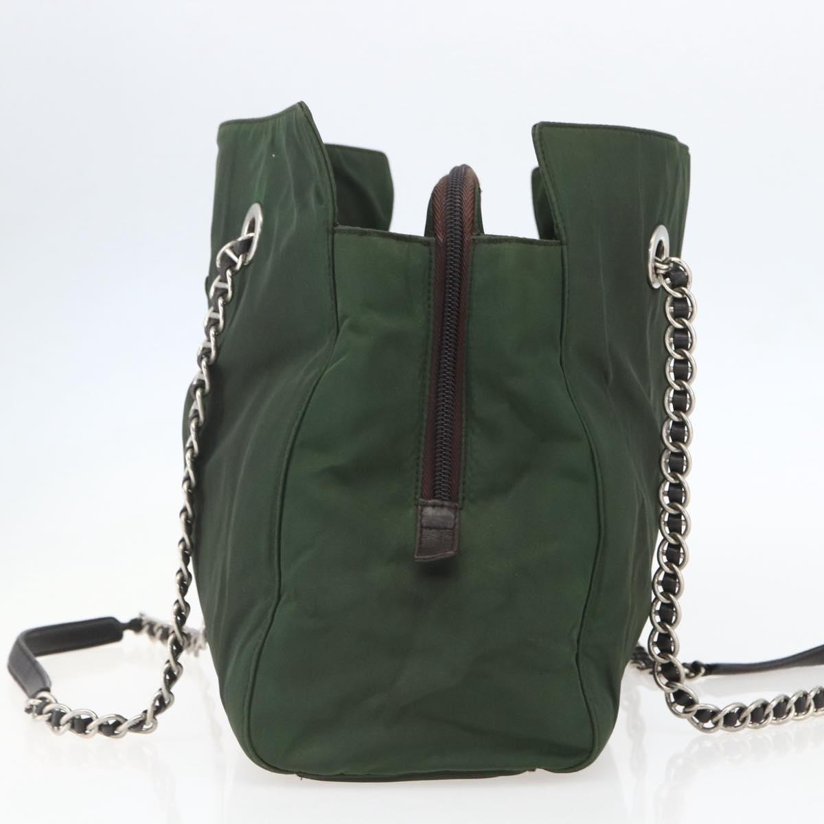Prada Re-Edition 1995 Chain Tote Quilted Re-Nylon Khaki Nylon Shoulder Bag Bag (Pre-Owned)